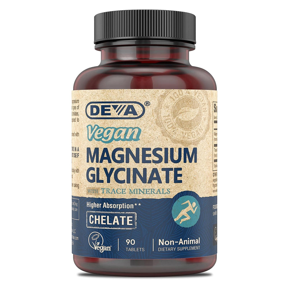 Deva Vegan Magnesium Glycinate with Trace Minerals Promoting Relaxation Muscle Function Veg Tablets 90Ea