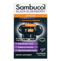 Sambucol Black Elderberry Advanced Immune Supplement Capsules, 30 Ea