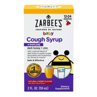 Zarbees Baby Cough Syrup Plus Immune With Honey And  Zinc, Natural Cherry Flavor, 2 Oz