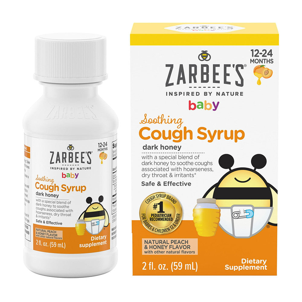 Zarbees Baby Soothing Cough Syrup with Dark Honey and Natural Peach, 2 Oz