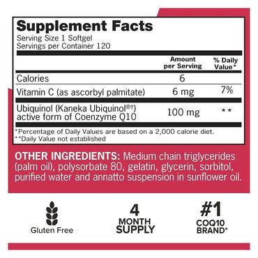 Qunol Mega CoQ10 Ubiquinol 100 mg Superior Absorption Softgels, 120 Ea