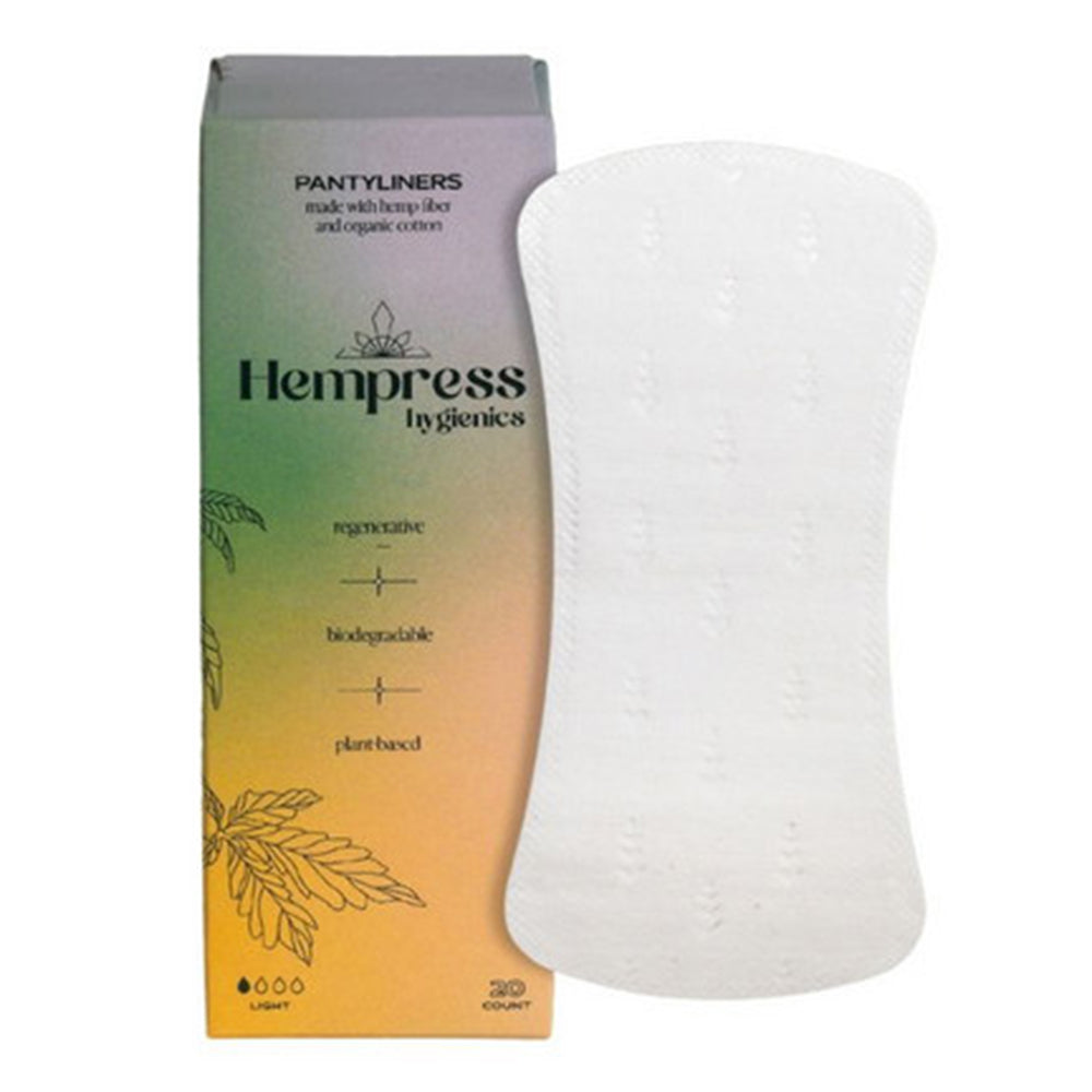 Hempress Hygienics Hemp Panty Liners Eco Friendly Liners Designed for Light Flow Days Daily Comfort 20Ea