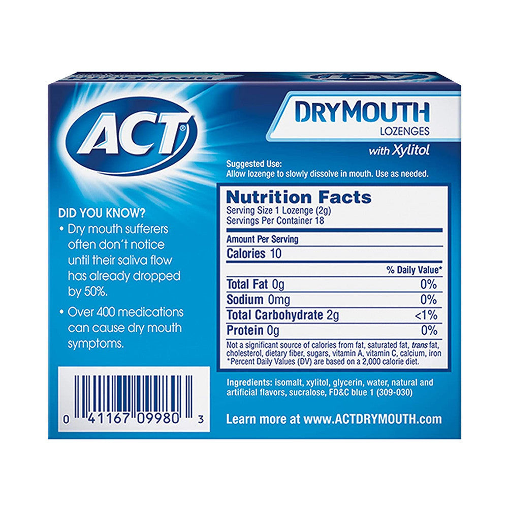 Act Total Care Dry Mouth Lozenges, Soothing Mint - 18 Ea