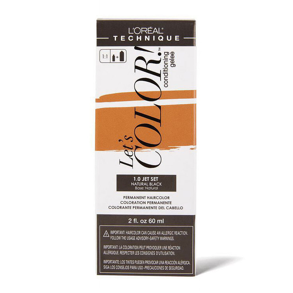 LOreal Lets Color Natural Black Permanent Haircolor, 1.0 Jet Set, 1 Ea
