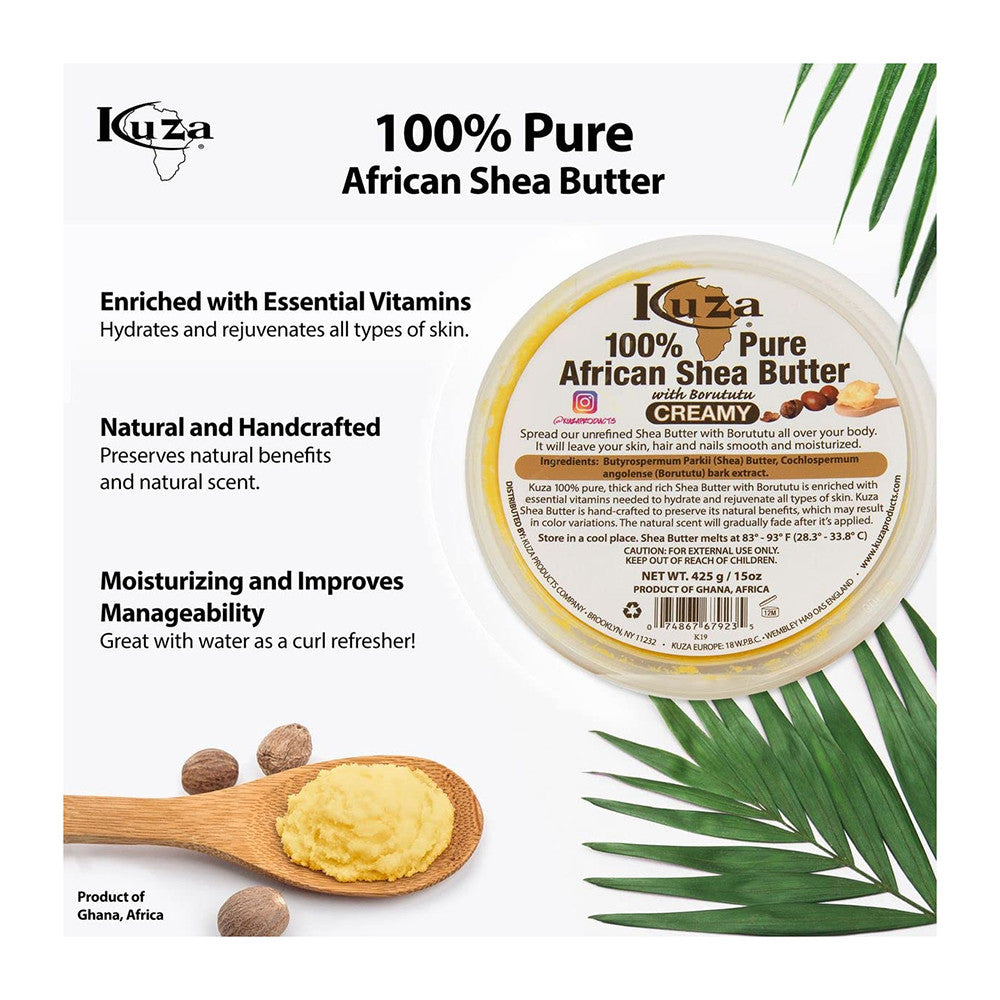 Kuza African Shea Butter Yellow Creamy for Skin, 8 Oz
