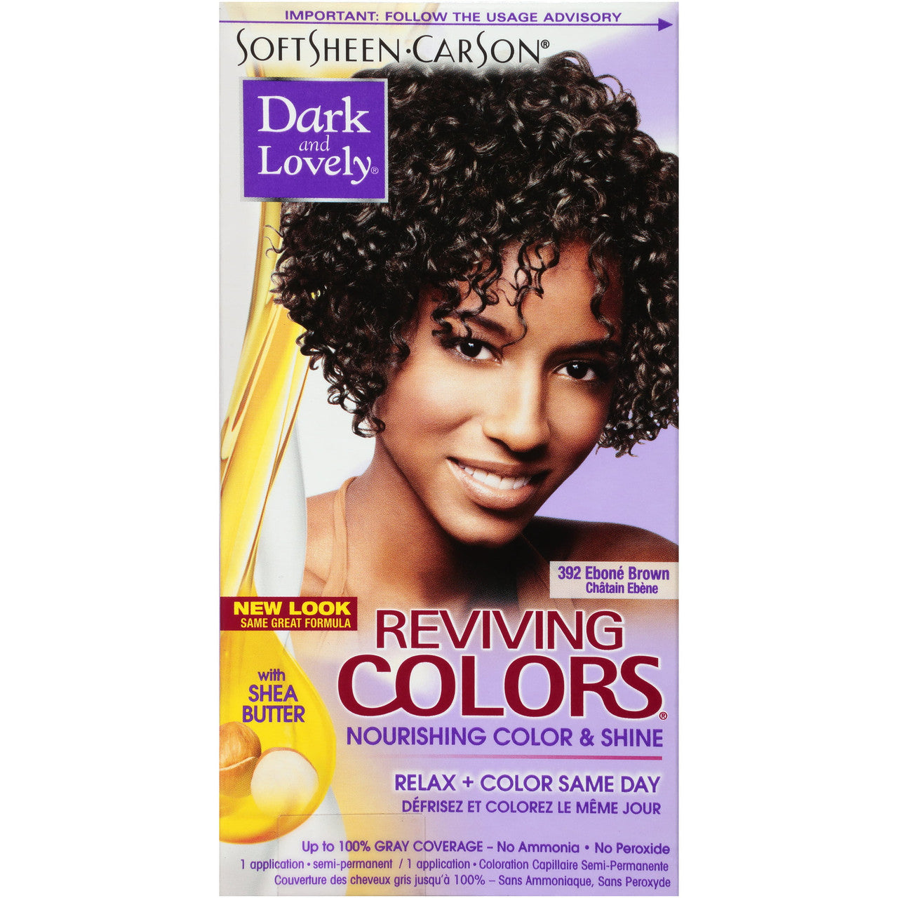 Dark And Lovely Relax And Color Same Day 392 Haircolor, Ebone Brown, 1 Kit