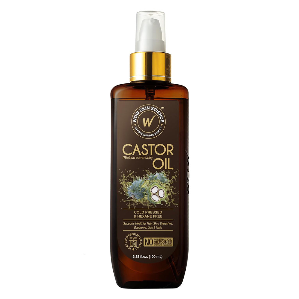 Wow Skin Science Castor Oil for Hair Nails Eyebrow and Eyelash Growth Women and Men 3.38Oz (100ml)