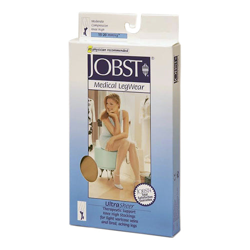 Jobst Stockings Support Wear Ultra Sheer Knee High 15-20 Mm/Hg Compression Black, Large - 1 Ea