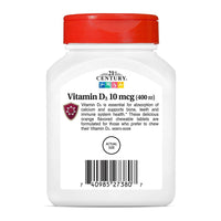 21St Century Vitamin D3 400 Iu Chewable Tablets, Orange - 110 Ea