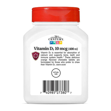21St Century Vitamin D3 400 Iu Chewable Tablets, Orange - 110 Ea