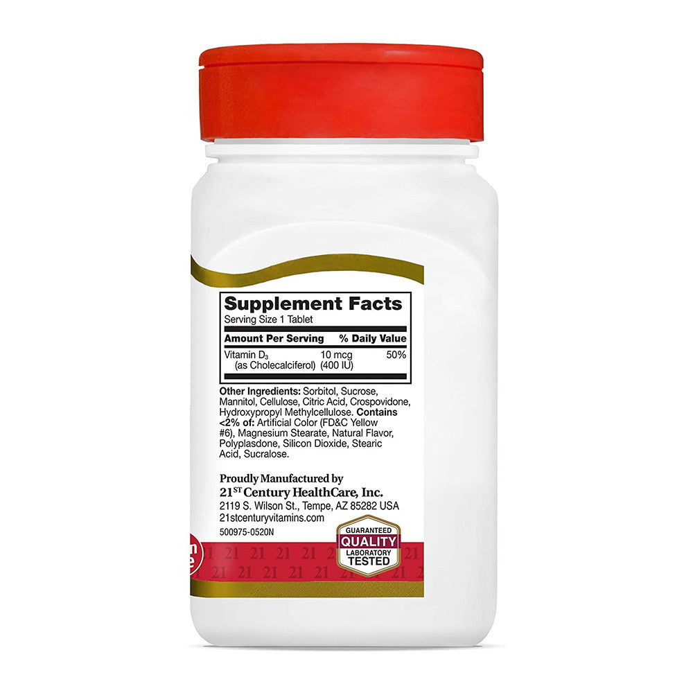 21St Century Vitamin D3 400 Iu Chewable Tablets, Orange - 110 Ea