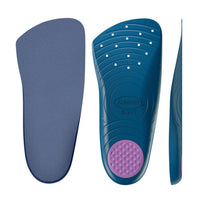 Blue and purple shoe insole with Dr. Scholl's branding on a white background