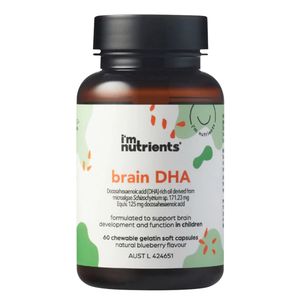 I m Nutrients Children Brain DHA Chewable Capsules for Brain Development and Eye Health 60Ea
