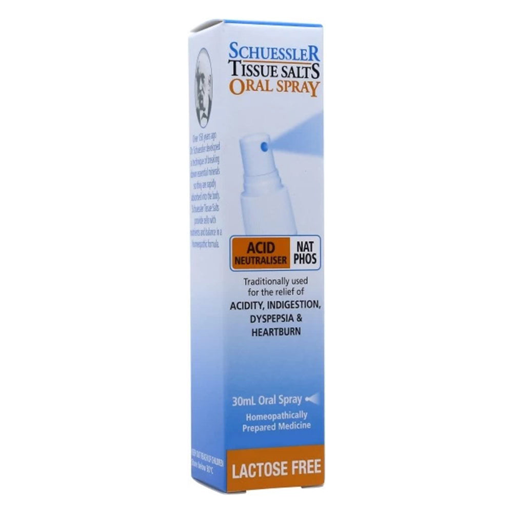 Schuessler Tissue Salts Oral Spray Nat Phos Acid Neutraliser Relief Acidity Indigestion and Heartburn 30ml