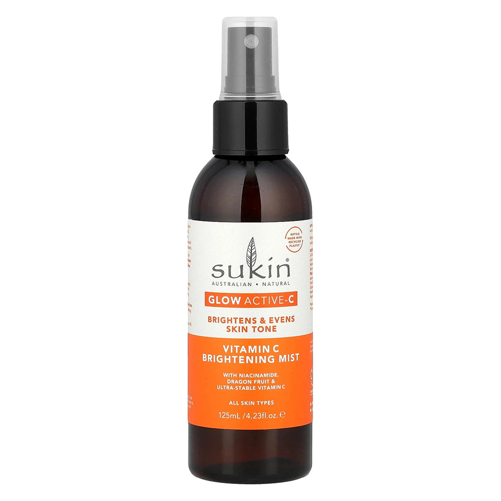 Sukin Glow Active C Vitamin C Brightening Mist for Hydration and Even Skin Tone 4.23Oz (125ml)