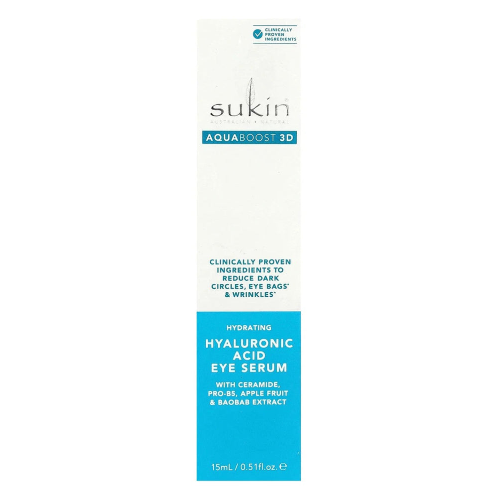 Sukin AquaBoost 3D Hyaluronic Acid Eye Serum Support and Skin Barrier Hydration 0.51Oz (15ml)