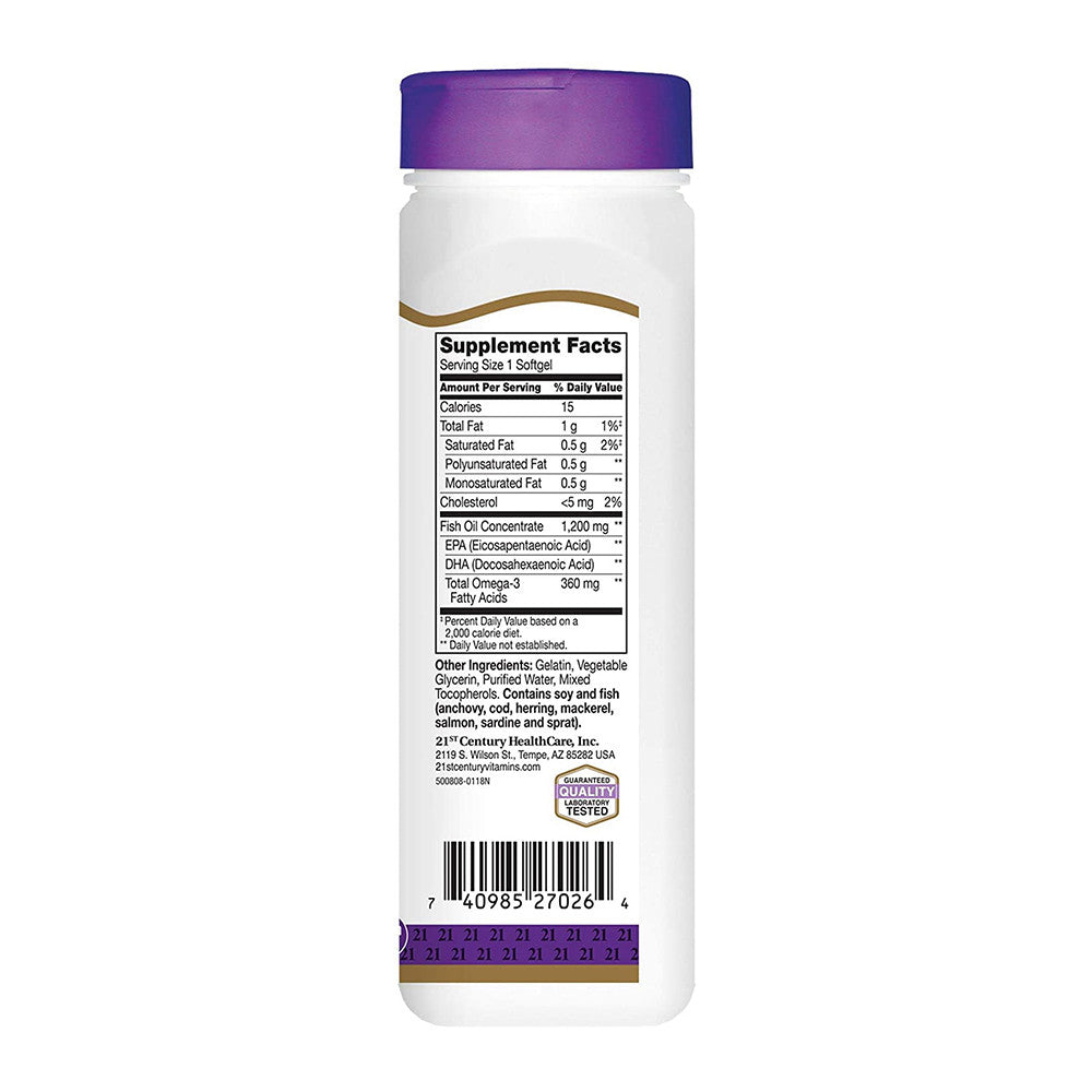 21St Century Omega 3 And 6 Fish Oil 1200Mg Softgels - 90 Ea