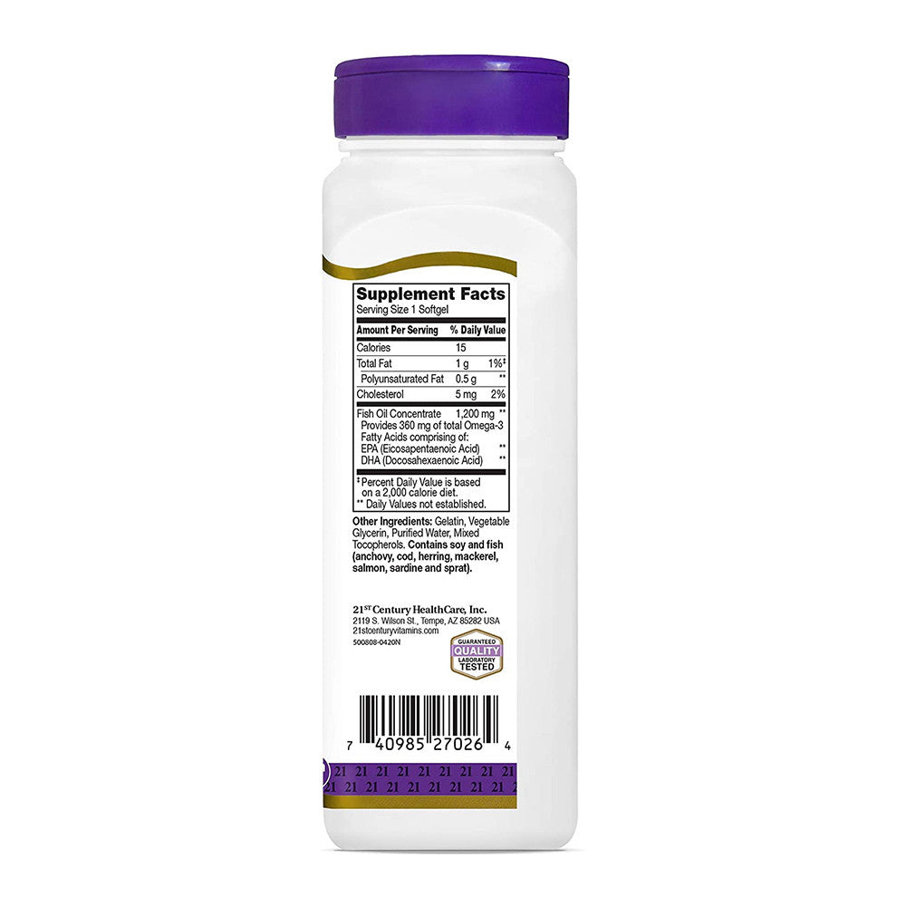 21St Century Omega 3 And 6 Fish Oil 1200Mg Softgels - 90 Ea
