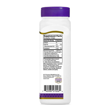 21St Century Omega 3 And 6 Fish Oil 1200Mg Softgels - 90 Ea