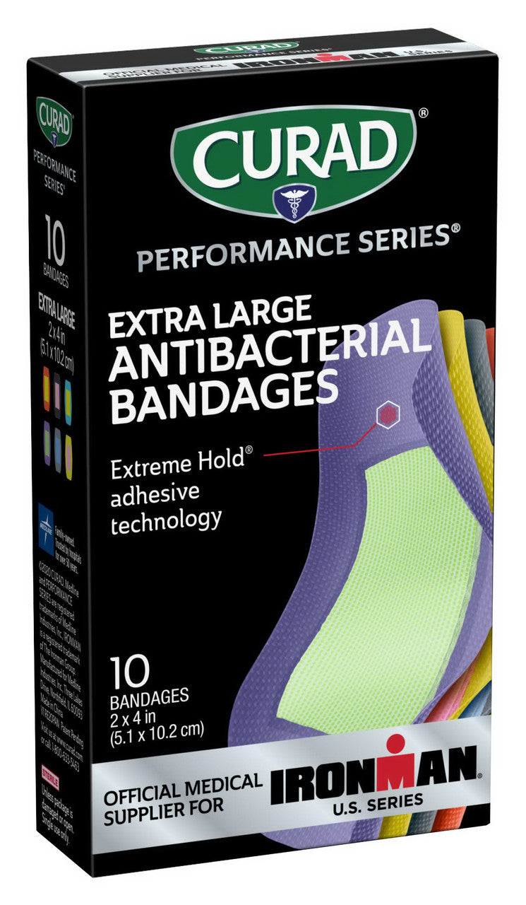 Curad Performance Series Anti Bacterial Bandages, Extra Large, 10 Ea