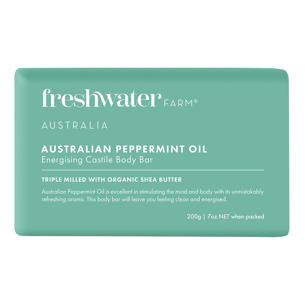 Freshwater Farm Australia Castile Body Bar with Peppermint Oil for Cleansing and Refreshing Skin 7Oz (200g)