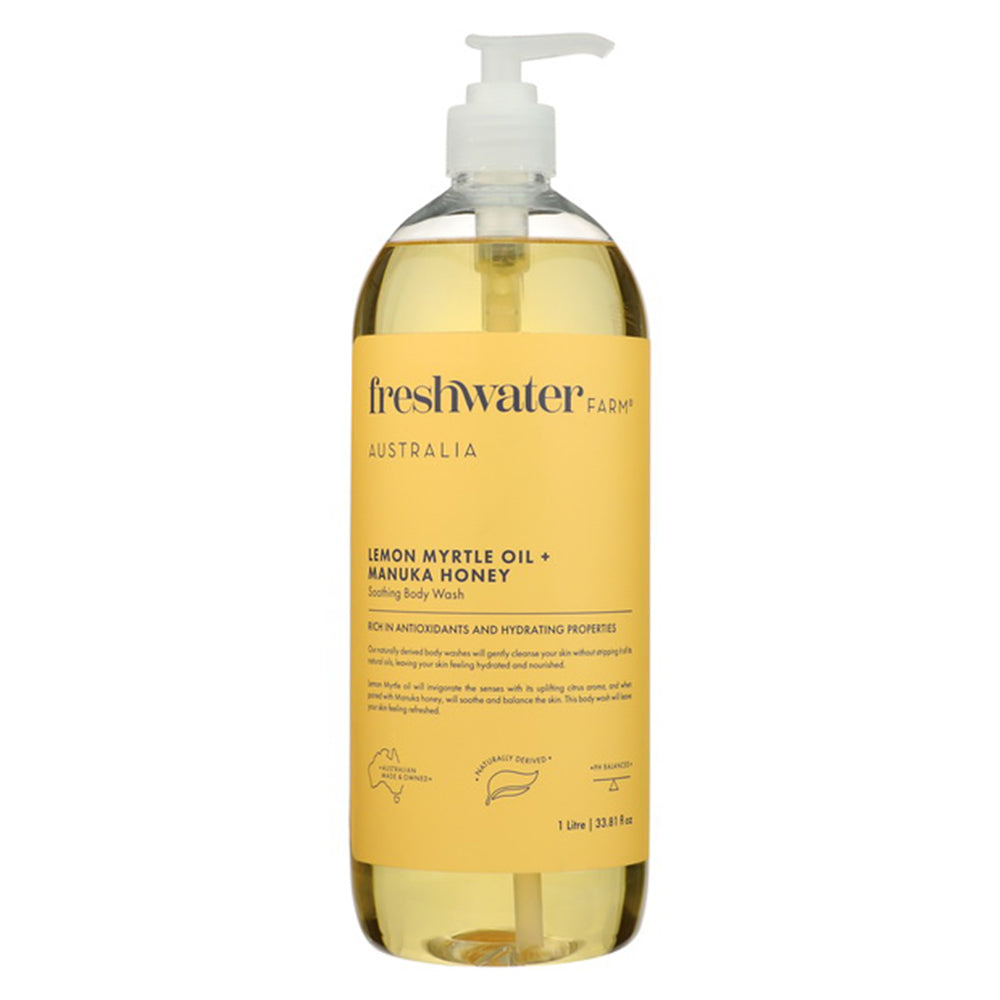 Freshwater Farm Australia Lemon Myrtle Plus Manuka Honey Body Wash Rich in Antioxidants and Hydrating Properties 33.8Oz