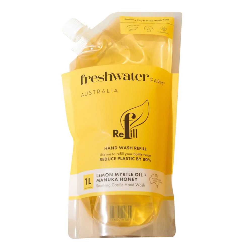 Freshwater Farm Australia Hand Wash Refill Soothing Lemon Myrtle Oil and Manuka Honey 33.8Oz (1l)