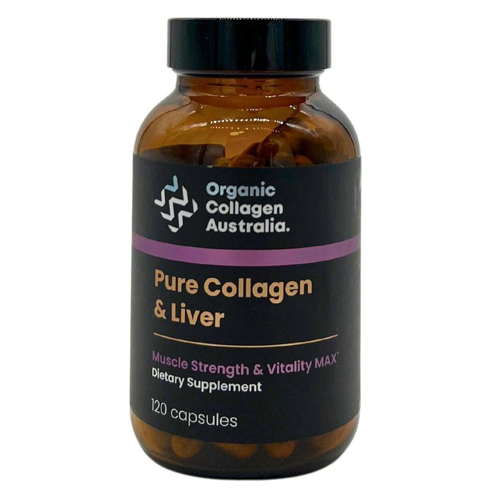 Organic Collagen Australia Pure Collagen and Liver Capsules Muscle Strength and Vitality Max 120Ea