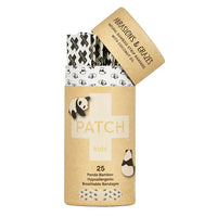 Patch Kids Organic Bamboo Adhesive Strip Panda Print Bandages with Coconut Oil, 25 Ea
