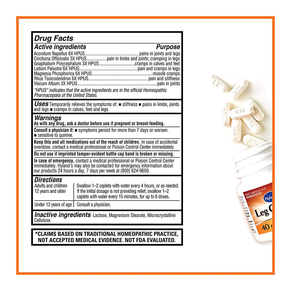 Hylands Leg Muscle Cramps Caplets Stop The Pain - 40 Ea
