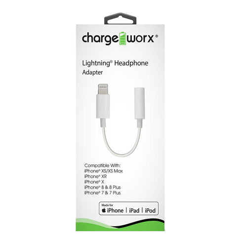 Chargeworx Lightning Headphone Adaptor Aux Charging Cable 1Ea