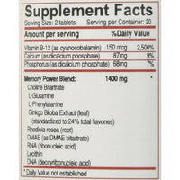 Memory Power Plus Vitamin Tablets , 40 Ea