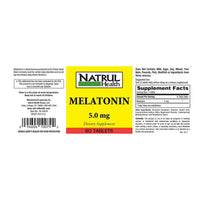 Nat Rul Health Melatonin 5 Mg Supplement Tablets, 60 Ea
