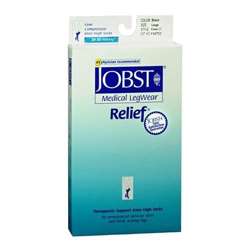 Jobst Medical Legwear Relief Knee High Closed Toe 20-30 Mm/Hg Compression, Black, Large - 1 Ea