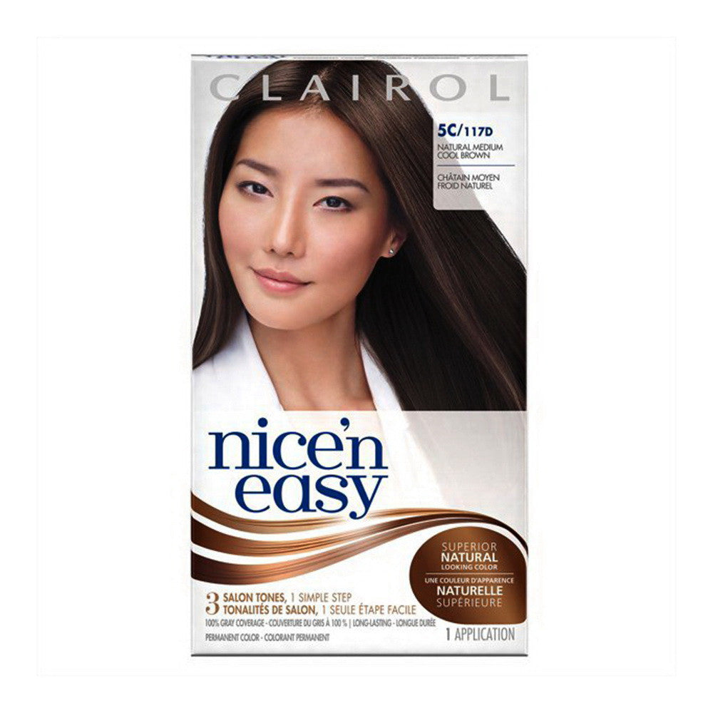 Clairol Nice N Easy Permanent Hair Color With Colorseal Technology, Medium Cool Brown #117D - Kit
