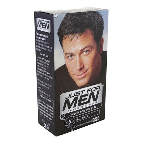 Just For Men Shampoo-In Hair Color, Natural Real Black - Kit