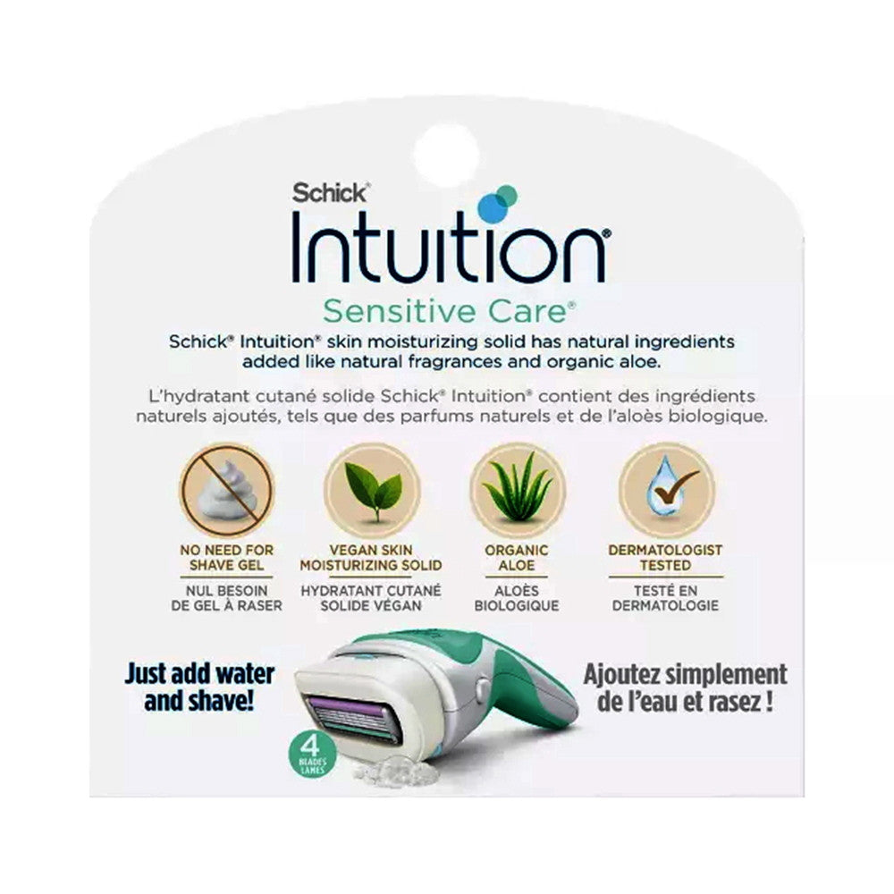 Schick Intuition 4 Blade Sensitive Care Womens Razor Cartridge Refills, 3 Ct