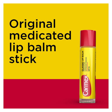 Carmex Medicated Classic Lip Balm Sticks for Dry, Chapped Lips, 0.15 Oz, 3 Ea