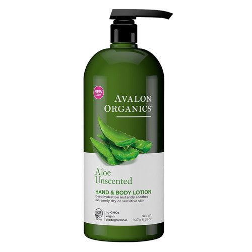 Avalon Organics Hand And Body Lotion, Aloe Unscented - 32 Oz
