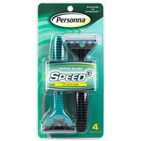 Personna Speed 3 Triple Blade Pivoting Head Disposable Razor For Men - 4 Ea