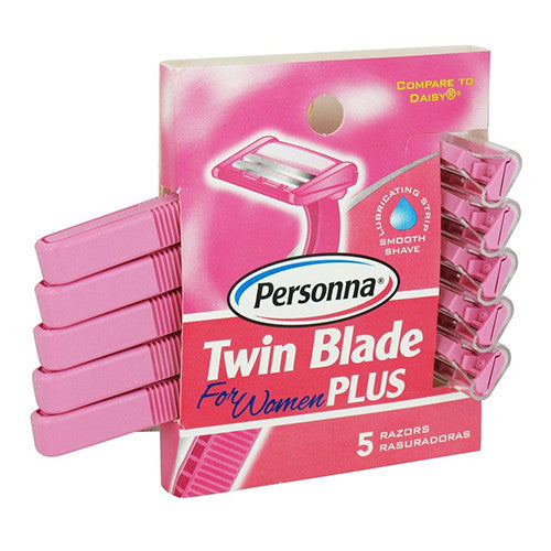 Personna Twin Blade Plus Disposable Razor With Lubricating Strip For Women - 5 Ea
