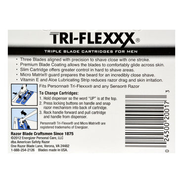 Personna Tri-Flexxx Triple Blade Cartridges For Men - 8 Ea