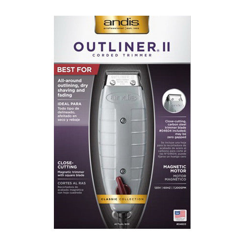 Andis Professional Outliner II Square Blade Trimmer, Corded Gray, 1 Ea
