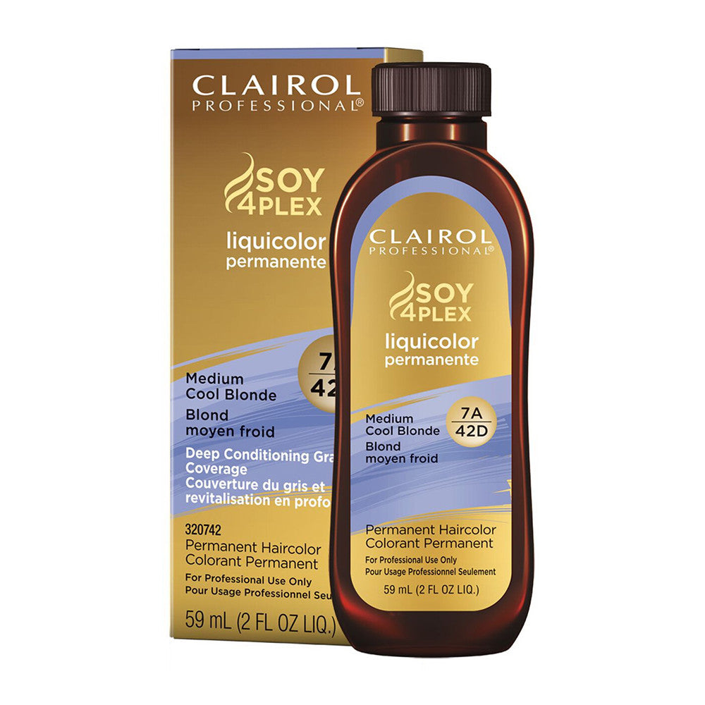 Clairol Professional Soy4plex Liquicolor Permanent Hair color, 7A/42D Medium Cool Blonde, 2 Oz