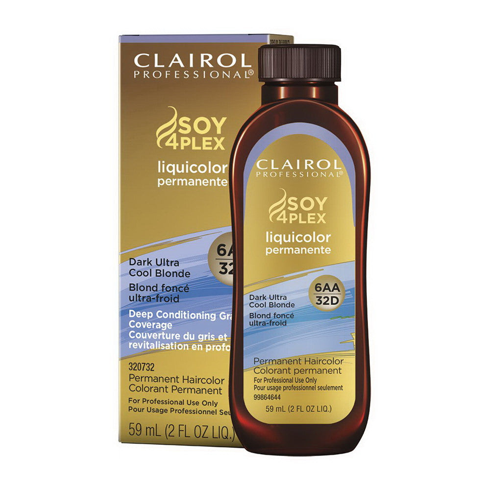 Clairol Professional Dark Ultra Cool Blonde Liquicolor Soy4Plex Permanent Hair Color, 6AA/32D, 2 Oz