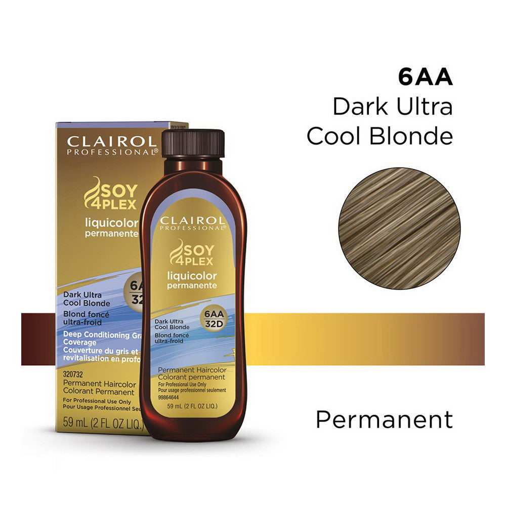 Clairol Professional Dark Ultra Cool Blonde Liquicolor Soy4Plex Permanent Hair Color, 6AA/32D, 2 Oz