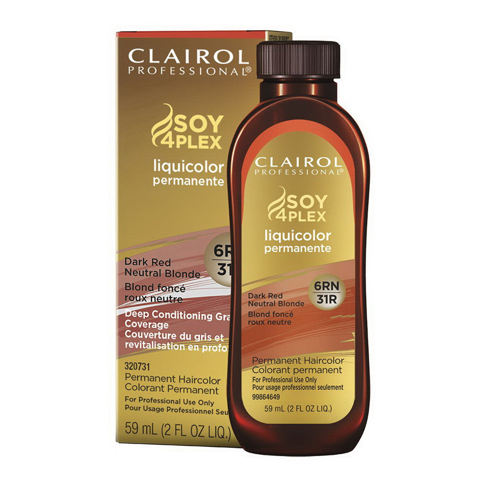 Clairol Professional 6RN/31R Dark Red Neutral Blonde Liquicolor Soy4Plex Permanent Hair Color, 2 Oz