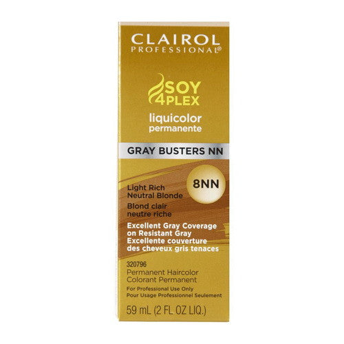 Clairol Professional Soy4Plex 8NN Light Rich Neutral Blonde LiquiColor Permanent Hair Color, 2 Oz