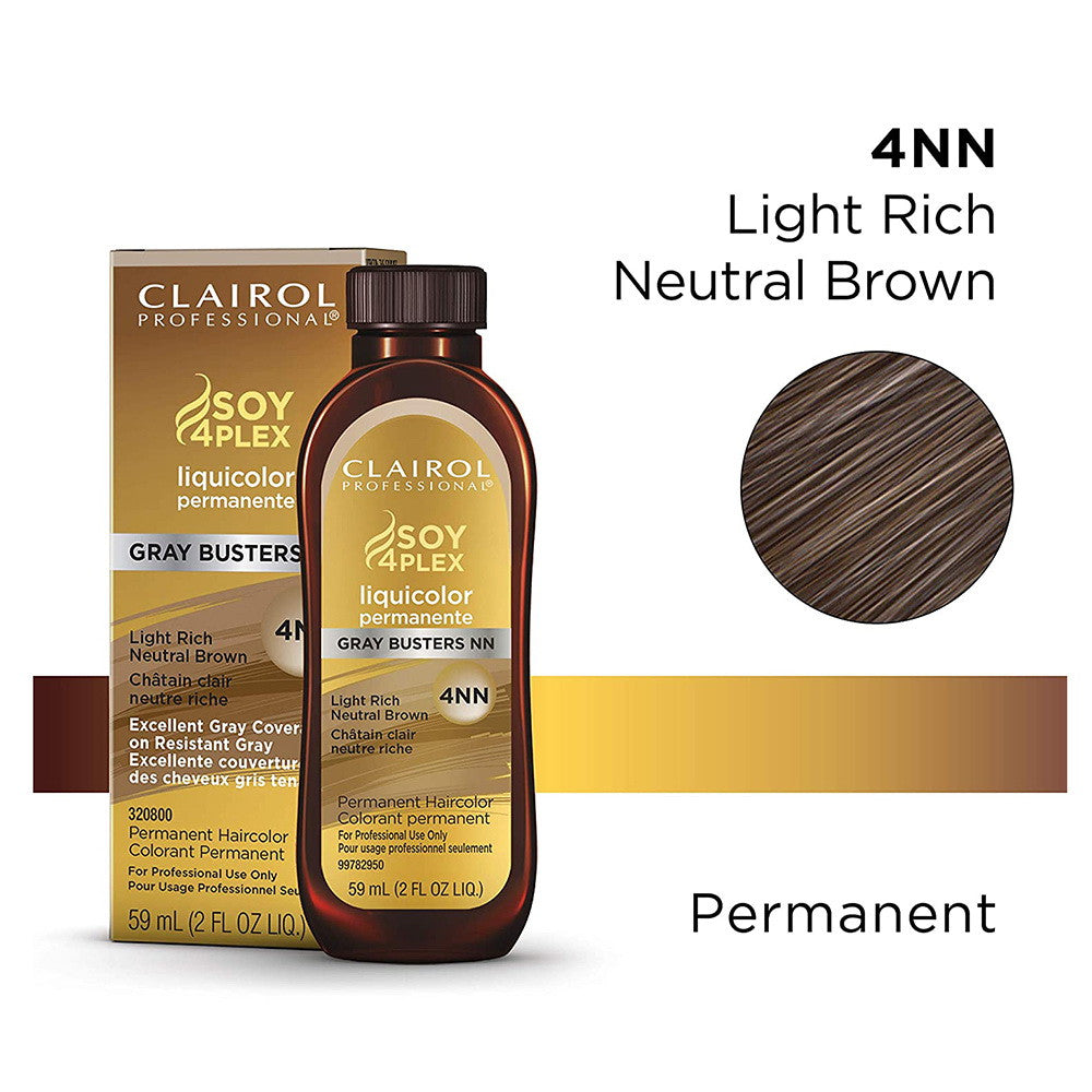 Clairol Soy Liquicolor Permanente 4NN, Light Rich Neutral Brown, 2 Oz