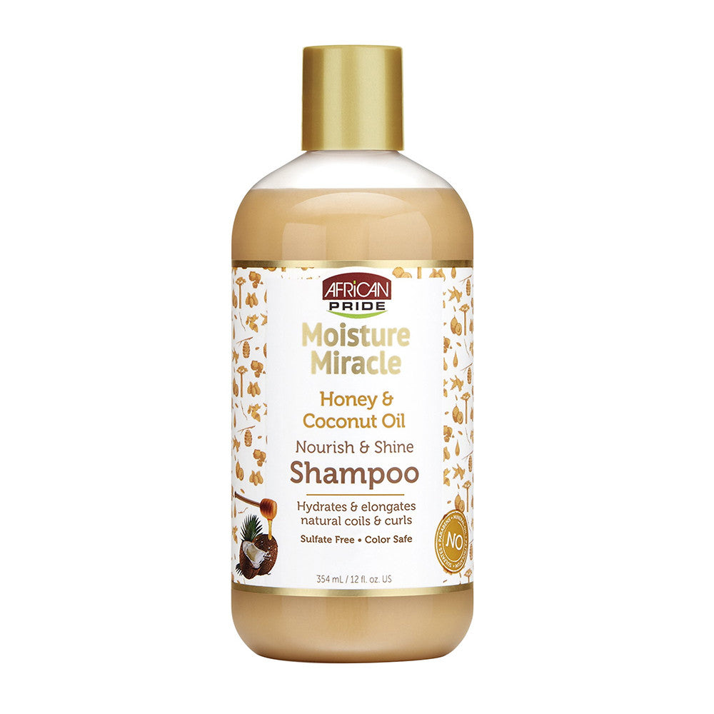 African Pride Moisture Miracle Shampoo, Nourish And Shine, 12 Oz